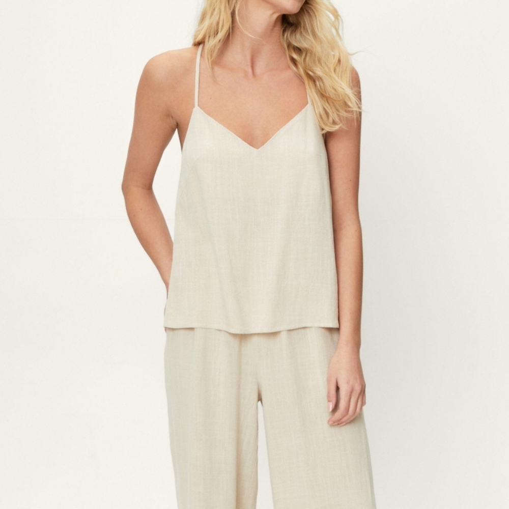Linen V Neck Cami Strappy Top